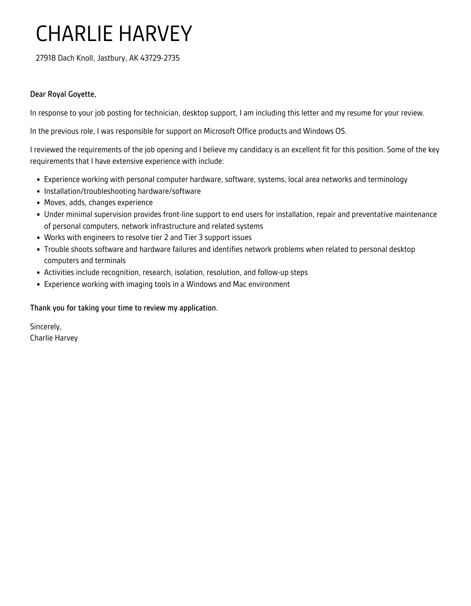 40236 professional cover letter format